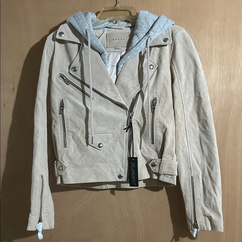 NWT Blank NYC Women's Cream Suede Moto Jacket